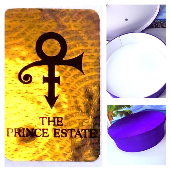 Prince Estate Purple Fabric Collector Box 
Round Hat Box-Style Lid, Paisley Park - Picture 1 of 13